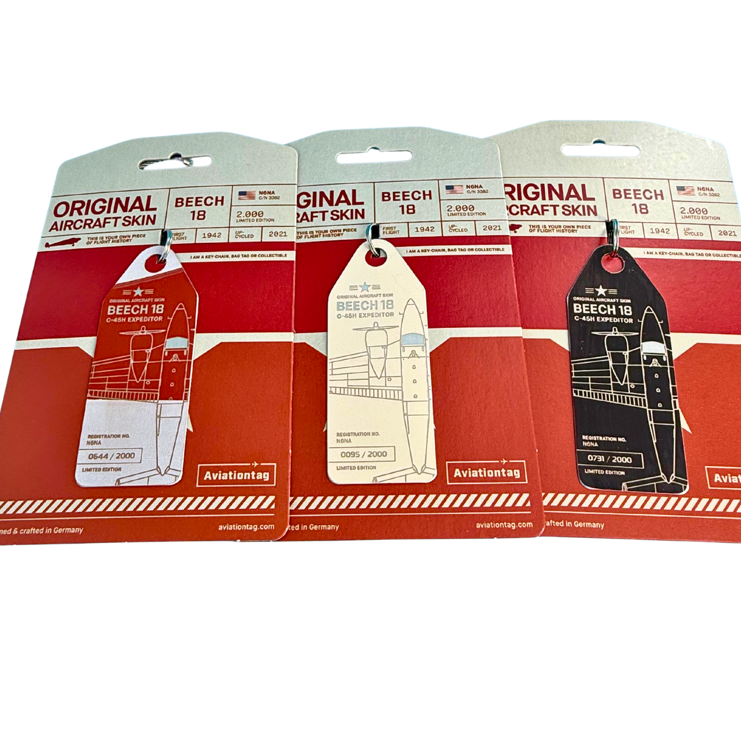 Aviationtag – Beech 18 – N6NA – 3er Set