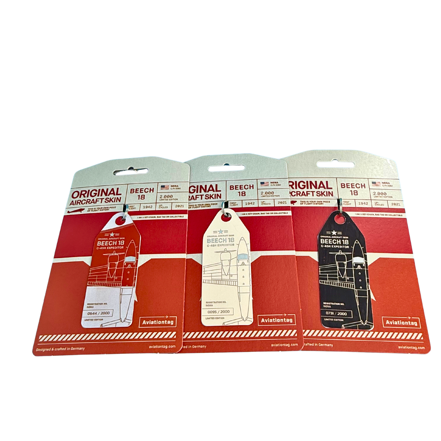 Aviationtag – Beech 18 – N6NA – 3er Set